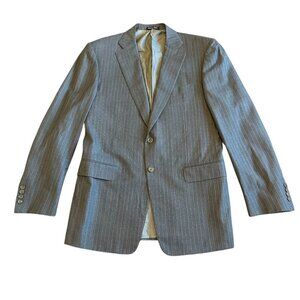 Pal Zileri Grey Pink Pinstripe Blazer Jacket Wool Silk Button Size 52L EU 42L US